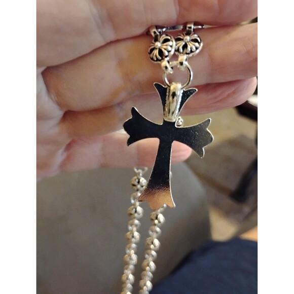 cross hip hop mens and womens retro silver color geometric alloy chain jewelry - Picture 6 of 9